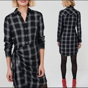 Untuckit Women’s Stretch Cotton Tessa  Shirt Dress Black White SZ 6